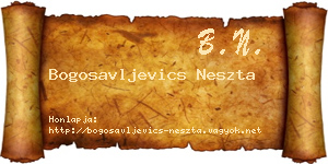 Bogosavljevics Neszta névjegykártya